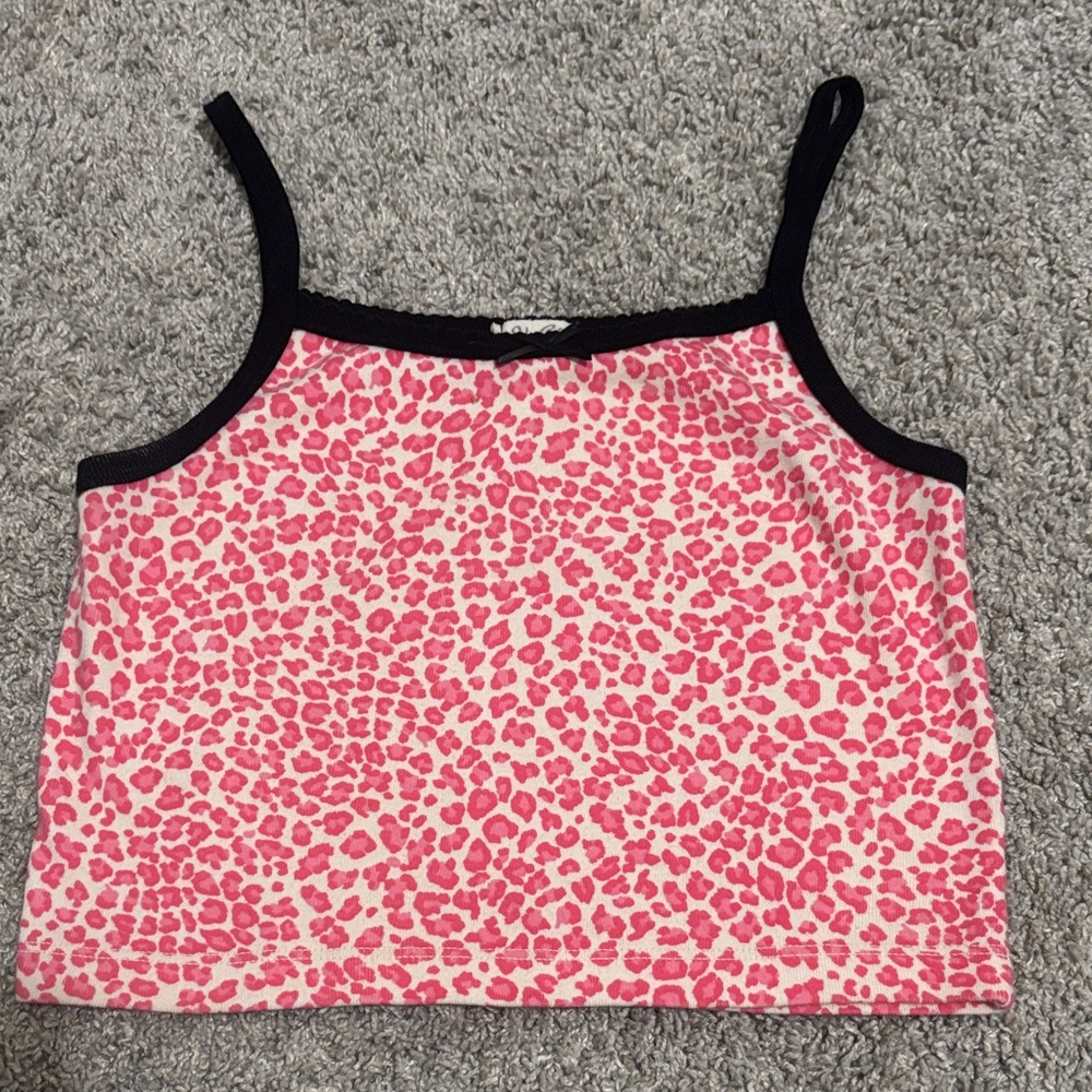 Brandy Melville Pink Leopard Print Tank Top